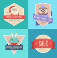 Christmas hipster animals Sale card Vector illustration N2
