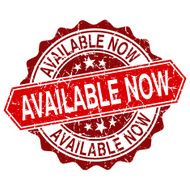 Available now red vintage stamp isolated on white background