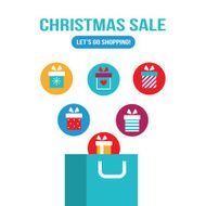 Christmas sale Shopping bag and gift boxes