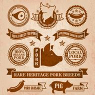 Vector grunge style pork badges and banners