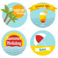 Flat summer illustrated labels N2