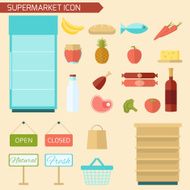 Supermarket icon flat N2
