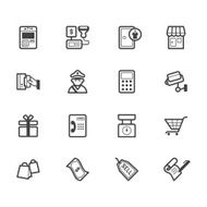 market store vecter black icon set on white background