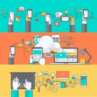Color line banners for websites and mobile apps development services