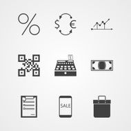 Contour vector icons for internet moneymaking