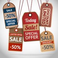 Collection of discount cardboard sale labels N2