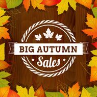 big autumn sales on wood background width leafs