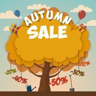 Sale advertising poster with autumn tree