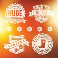 Autumn Sale Vintage Badges Set With Abstract Vector Background