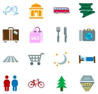 Tourist locations icon set N5