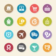 Online Shopping and Shipping Icons - Color Circle Series