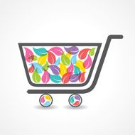 shopping cart with group of colorful leaf N2