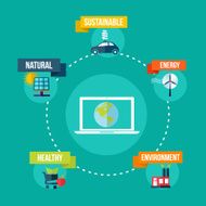 Ecology and technology concept flat design illustration N2