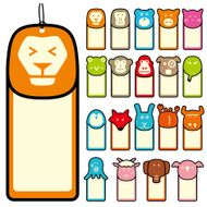 animal face flat label set