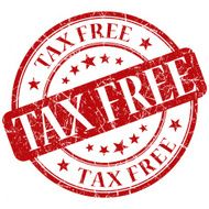 tax free red round stamp