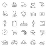 Logistic line icons set Vector