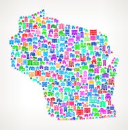 Wisconsin state shape made with real estate pattern