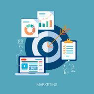 Marketing target tasks charts concept illustration vector icons
