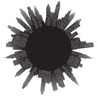 City building skyline orb