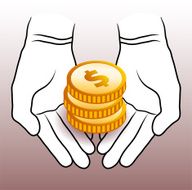 Hands Presenting Gold Coins