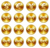 Gold Coin Buttons Set