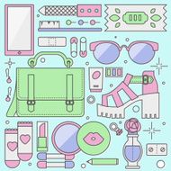 Ladies fashion objects flat illustration N2