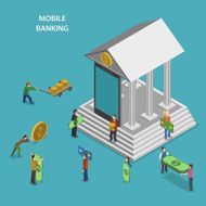 Mobile Banking Flat Isometric Vector Concept
