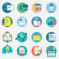Set vector icons of business management or analytics