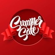 Summer sale Ribbon label Vector illustration N2