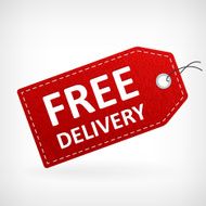 Red leather free delivery label N2