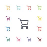 shopping cart flat icons set N6
