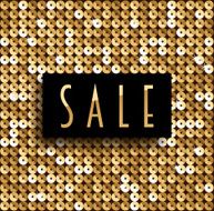 Square golden mosaic artistic background with inscription SALE N2