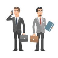 Businessman talking on phone holding folder briefcase