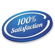 Oval blue hundred percent satisfaction button