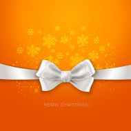 Orange Christmas background ribbon with white silk bow