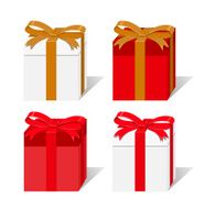 Set of white and red gift boxes