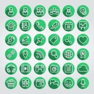 Flat Social Media Icons Round Green Set