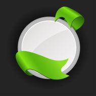 Promotional badge with colored ribbon on dark background N5