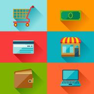 Internet shopping icons in flat design style N2