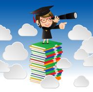 Graduate student Woman looking for future trends concept N2