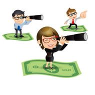 People Set - Business Money flying Businesspeople