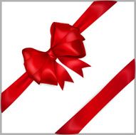 Red bow with diagonally ribbons