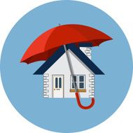 Vector House Under an Umbrella Home Protection