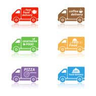 Fast food delivery truck icons N2