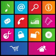 metro style web icons set