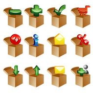 Boxes set of icons