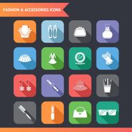 Flat Fashion Symbols Accessories Icons Set Vector Illustration N2