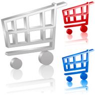 3D shopping cart symbol