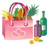 Pink bag with food