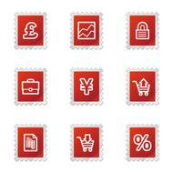 Business icons red stamp series